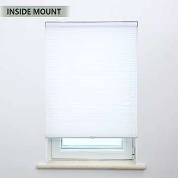 Honeycomb Cellular Shades Cordless Light Filtering for Windows Inside & Outside Mount, 28" W x 38" H, White(Light Filtering)