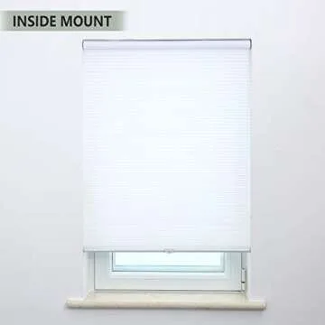 Honeycomb Cellular Shades Cordless Light Filtering for Windows Inside & Outside Mount, 28" W x 38" H, White(Light Filtering)