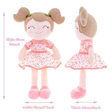 Gloveleya Baby Doll Girl Gifts Plush Toys Soft Dolls Baby Gifts Cherry Girl Pink 14 Inches with Gift...