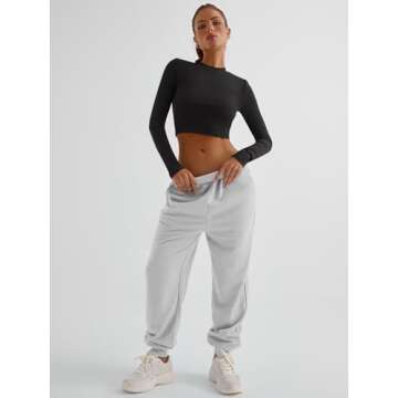 Trendy Queen Womens Long Sleeve Crop Tops Basic Ribbed Slim Fitted Shirts Casual Fall Fashion Y2k Te...