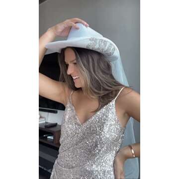 Bride Cowgirl Hat with Veil for Bachelorette or Engagement