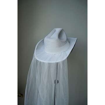 Bride Cowgirl Hat with Veil for Bachelorette or Engagement