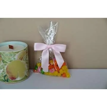 RainbowPana 60 Pack 3" Twist Tie Bows and 10ft Ribbon, Luxury Baby Pink Satin Ribbon Pretied Bows, Premade Craft Decoration for Package Cake Pop Favors Cookie, Gift Wrapping Baby Shower Wedding