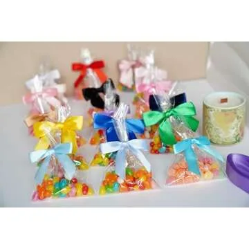 RainbowPana 60 Pack 3" Twist Tie Bows and 10ft Ribbon, Luxury Baby Pink Satin Ribbon Pretied Bows, Premade Craft Decoration for Package Cake Pop Favors Cookie, Gift Wrapping Baby Shower Wedding