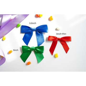 RainbowPana 60 Pack 3" Twist Tie Bows and 10ft Ribbon, Luxury Baby Pink Satin Ribbon Pretied Bows, Premade Craft Decoration for Package Cake Pop Favors Cookie, Gift Wrapping Baby Shower Wedding