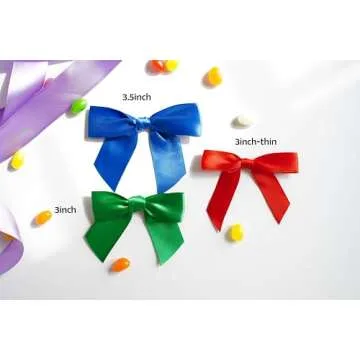 RainbowPana 60 Pack 3" Twist Tie Bows and 10ft Ribbon, Luxury Baby Pink Satin Ribbon Pretied Bows, Premade Craft Decoration for Package Cake Pop Favors Cookie, Gift Wrapping Baby Shower Wedding