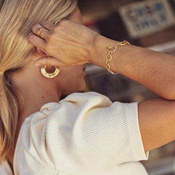 18k Gold Plated Chunky Cuban Link Bracelet for Women