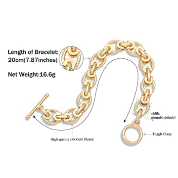 18k Gold Plated Chunky Cuban Link Bracelet for Women