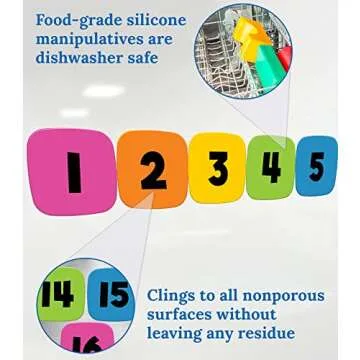 Carson Dellosa Edu-Clings Silicone Center Number Manipulative—Grades K-5 Dry-Erase Math Manipulatives, Numbers 1-30 for Addition, Subtraction, Counting Skills (30 pc)