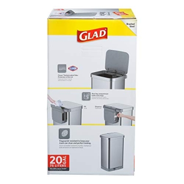 Glad Stainless Steel Trash Can with Soft Close & Odor Protection