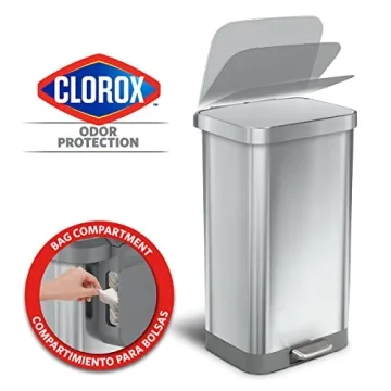 Glad Stainless Steel Trash Can with Soft Close & Odor Protection