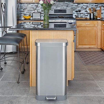 Glad Stainless Steel Trash Can with Soft Close & Odor Protection