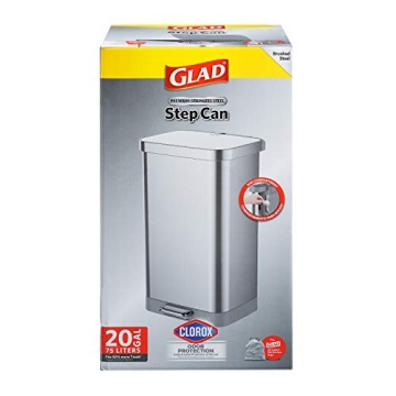 Glad Stainless Steel Trash Can with Soft Close & Odor Protection