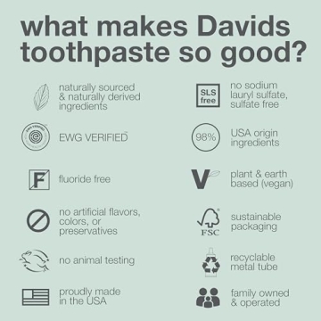 Davids Fluoride-Free Antiplaque Toothpaste, Natural Spearmint
