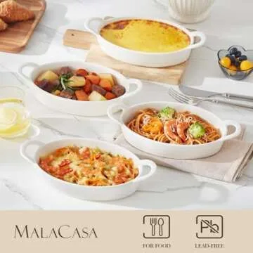 MALACASA Oval Baking Dish Set - Versatile & Stylish Casserole