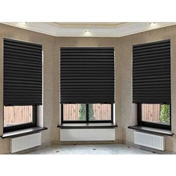 Estilo Black Window Shades - Pleated Paper Shades for Indoor Window Covers - Blackout Blinds 36 Inch x 69 Inch - Pack of 6