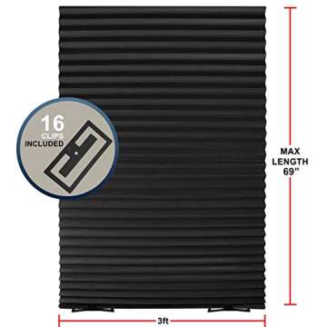 Estilo Black Window Shades - Pleated Paper Shades for Indoor Window Covers - Blackout Blinds 36 Inch x 69 Inch - Pack of 6