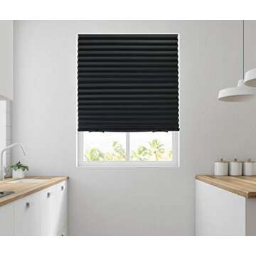Estilo Black Window Shades - Pleated Paper Shades for Indoor Window Covers - Blackout Blinds 36 Inch x 69 Inch - Pack of 6