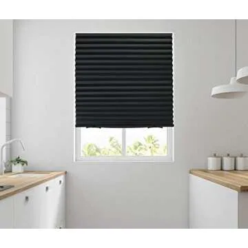 Estilo Black Window Shades - Pleated Paper Shades for Indoor Window Covers - Blackout Blinds 36 Inch x 69 Inch - Pack of 6