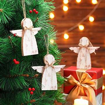 Charming 6 Piece Wooden Angel Ornaments for Christmas