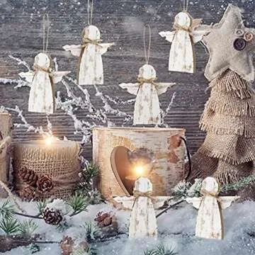 Charming 6 Piece Wooden Angel Ornaments for Christmas