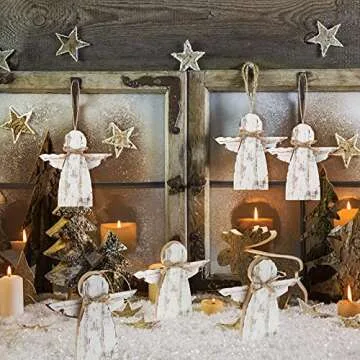Charming 6 Piece Wooden Angel Ornaments for Christmas