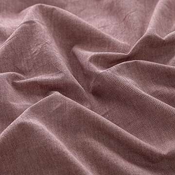 FACE TWO FACE Bedding Duvet Cover Set 3 Pieces 100% Washed Cotton Duvet Cover Linen Like Textured Breathable Durable Soft Comfy (Queen, Purple Bean Paste)