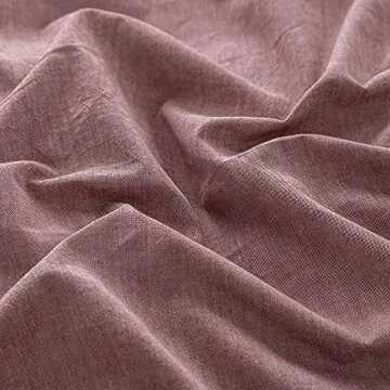 FACE TWO FACE Bedding Duvet Cover Set 3 Pieces 100% Washed Cotton Duvet Cover Linen Like Textured Breathable Durable Soft Comfy (Queen, Purple Bean Paste)