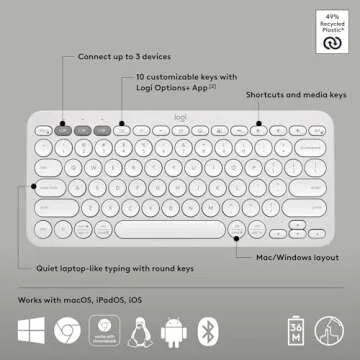 Logitech Pebble Keys 2 K380s Bluetooth Keyboard - Portable & Stylish
