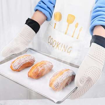 Byhill Silicone Oven Mitts for Safe Cooking & Baking