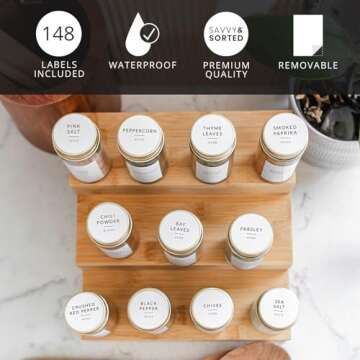 Minimalist Round Spice Labels for Lids - 140 Spice Jar Labels for Spice Containers - Waterproof Kitchen Labels for Spice Jars - Spice Organization Labels Herb Seasoning Pantry Labels