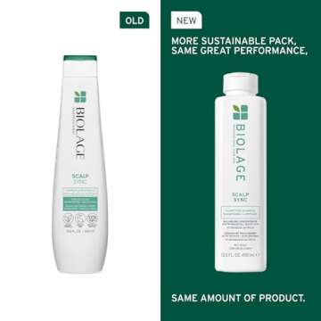 Biolage Scalp Sync Clarifying Shampoo - Residue & Buildup Remover, For Oily Scalp, With Fermented Tea & Glycolic Acid, Vegan & Paraben-Free, 13.5 Fl Oz, Packaging May Vary