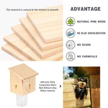 Carpenter Bee Trap for Outside - Pentroof Style Nature Hanging Wood Carpenter Bee Traps Outdoor - Be...