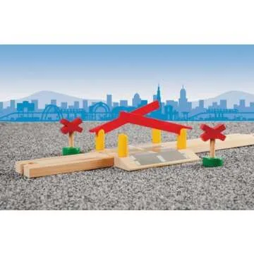 BRIO World 33388-4 Piece Railway Crossing Set | Fun and Interactive Wooden Train Accessory for Kids | Enhances Creativity and Motor Skills | FSC-Certified Eco-friendly Toy for Ages 3 and Up