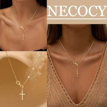 Trendy NECOCY Gold Cross Necklace for Women