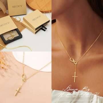 Trendy NECOCY Gold Cross Necklace for Women
