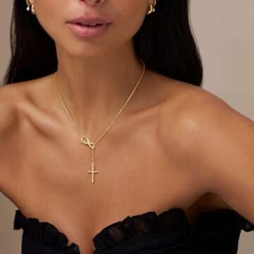 Trendy NECOCY Gold Cross Necklace for Women