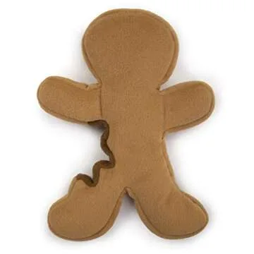 goDog Christmas Gingerbread Man Squeaky Plush Dog Toy, Chew Guard Technology - Brown, Large
