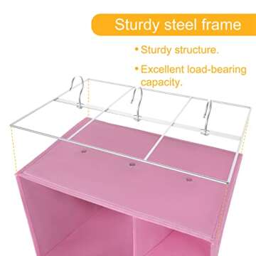 Libeder Shoe Organizer for Closet, 15 Shelf Hanging Closet Storage Shelves - 10 Shoe Rack Organizer and 5 Compartment for Clothes with 6 Side Mesh Pockets for Scarves Socks,Gloves Pink