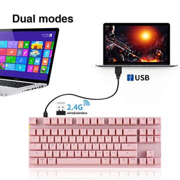 MOTOSPEED 2.4GHz Wireless/Wired Mechanical Gaming Keyboard White Backlit/Durable Battery,Type-C Gami...