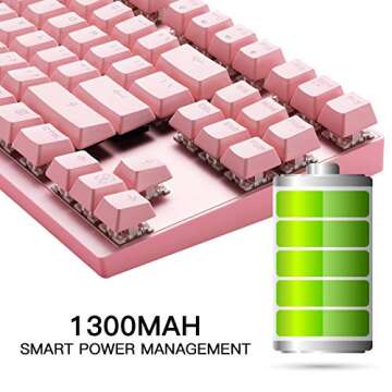 MOTOSPEED 2.4GHz Wireless/Wired Mechanical Gaming Keyboard White Backlit/Durable Battery,Type-C Gaming/Typist Keyboard for Mac/PC/Laptop(Pink, 87 Key Blue Switches)
