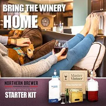 Master Vintner Wine Making Equipment Starter Kit with Plastic Big Mouth Bubbler and Glass Carboy