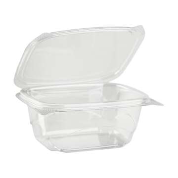 Karat PET Hinged Deli Containers with Lids - Perfect for Pasta Salads, Fruit, Deli Sides, and Home Meal Prep - Clear Plastic Food Containers, Take Out Containers (16oz)