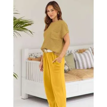 LILLUSORY Two 2 Piece Sets Womens 2025 Spring Summer Matching Lounge Sweatsuits Sweat Suits Trendy Travel Vacation Resort Wear Outfits Cozy Knit Loungewear Clothes Clothing Yellow S