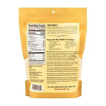 Bob's Red Mill 2 Organic Dark Rye Flour - 2 20 Ounce (1.25 lbs) Stand Up Resealable Bags