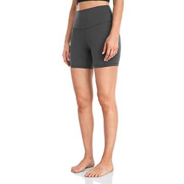 HeyNuts Women's Biker Shorts Pants, High Waisted Yoga Running Spandex Shorts Leggings 6'' Graphite Grey S(4/6)