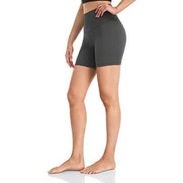 HeyNuts Women's Biker Shorts Pants, High Waisted Yoga Running Spandex Shorts Leggings 6'' Graphite Grey S(4/6)