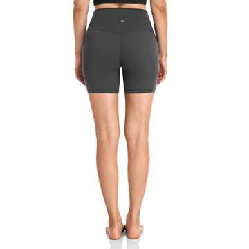 HeyNuts Women's Biker Shorts Pants, High Waisted Yoga Running Spandex Shorts Leggings 6'' Graphite Grey S(4/6)