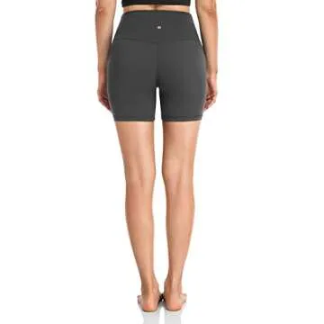 HeyNuts Women's Biker Shorts Pants, High Waisted Yoga Running Spandex Shorts Leggings 6'' Graphite Grey S(4/6)