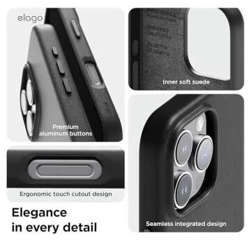 elago iPhone 16 Pro Max Magnetic Leather Case - Shockproof & Stylish